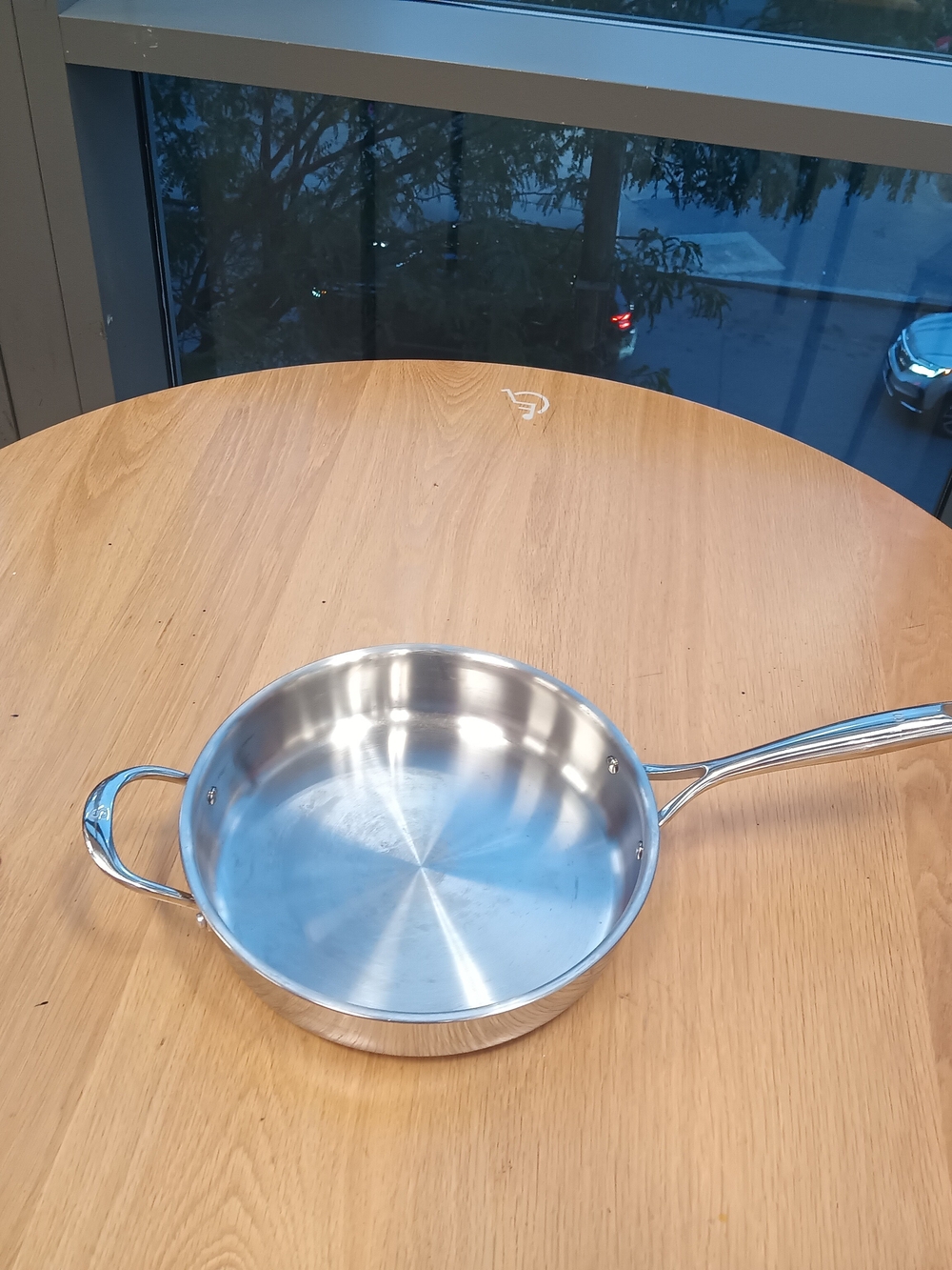 Stainless Steel deep Skillet Saute with Helper Handle - Silver